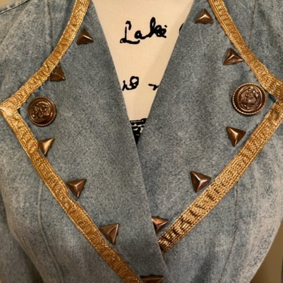 QS International Vintage Military style Denim Dress Size 7/8 - Picture 3 of 5